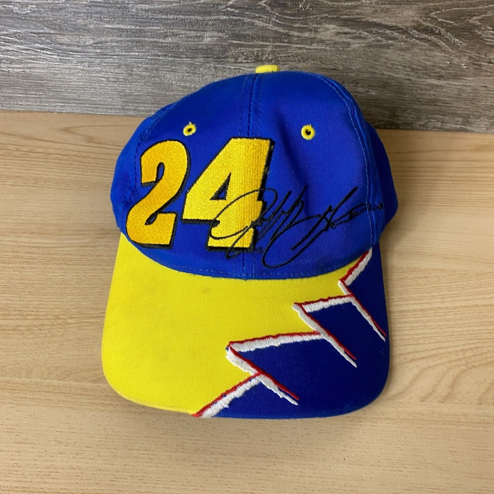 Vintage Jeff Gordon Hat Cap Snap Youth Blue NASCAR Racing Boys Multicolor 90s